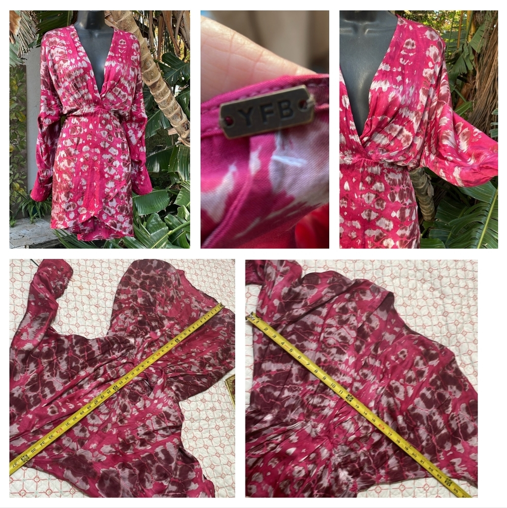 Young fabulous and broke, tie dye pink, asymmetric hem, mini dress med large